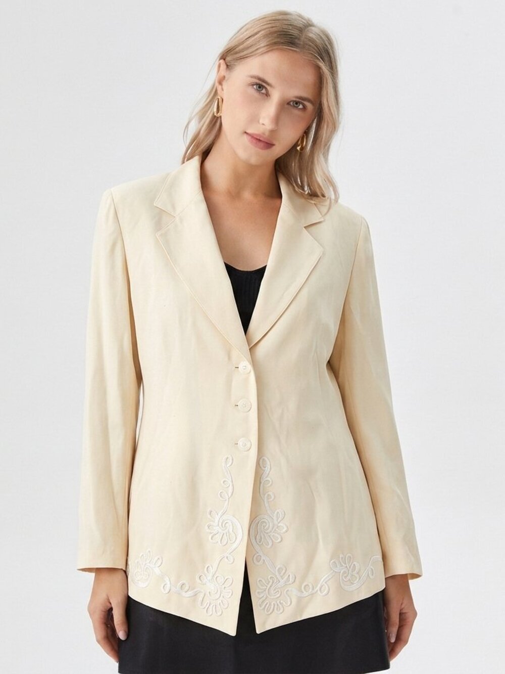 NWT Rumours Light Yellow Vintage White Rosette Detail Boyfriend Blazer Jacket